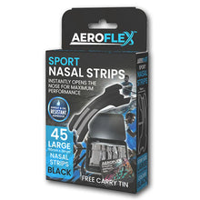 Aeroflex Sport Nasal Strips – Large (Black, 45-Pack with Free Tin)