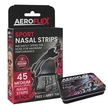 Aeroflex Sport Nasal Strips – Medium (Black, 45-Pack with Free Tin)