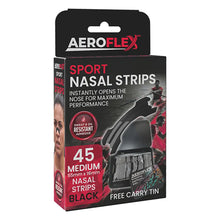 Aeroflex Sport Nasal Strips – Medium (Black, 45-Pack with Free Tin)