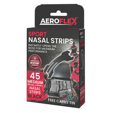 Aeroflex Sport Nasal Strips – Medium (Black, 45-Pack with Free Tin)