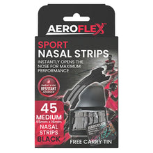 Aeroflex Sport Nasal Strips – Medium (Black, 45-Pack with Free Tin)