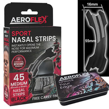 Aeroflex Sport Nasal Strips – Medium (Black, 45-Pack with Free Tin)