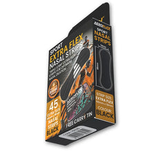 Aeroflex Sport Extra Flex Nasal Strips – Black (45-Pack with Free Tin)