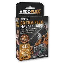 Aeroflex Sport Extra Flex Nasal Strips – Black (45-Pack with Free Tin)