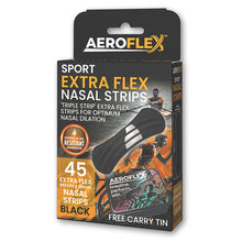 Aeroflex Sport Extra Flex Nasal Strips – Black (45-Pack with Free Tin)
