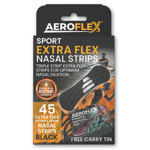 Aeroflex Sport Extra Flex Nasal Strips – Black (45-Pack with Free Tin)