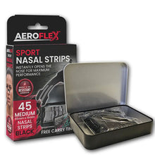 Aeroflex Sport Nasal Strips – Medium (Black, 45-Pack with Free Tin)