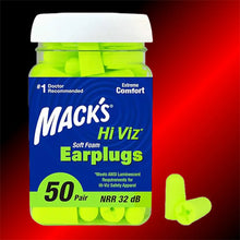 Mack's Hi Viz Soft Foam Earplugs - 50 Pair Bottle SNORBLOK NZ