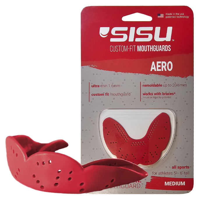 SISU Nextgen Aero Medium Red Mouthguard – Slim Fit Sports Mouthguard for Adults & Teens - Braces Compatible