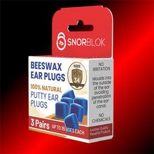 Snorblok Beeswax Earplugs (30+ Uses/Pair) 3 Pairs