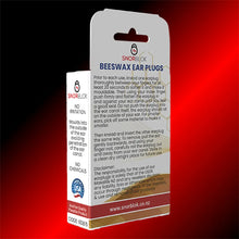 Side view of Snorblok beeswax 6 pairs sleeping earplugs box showing product specifications