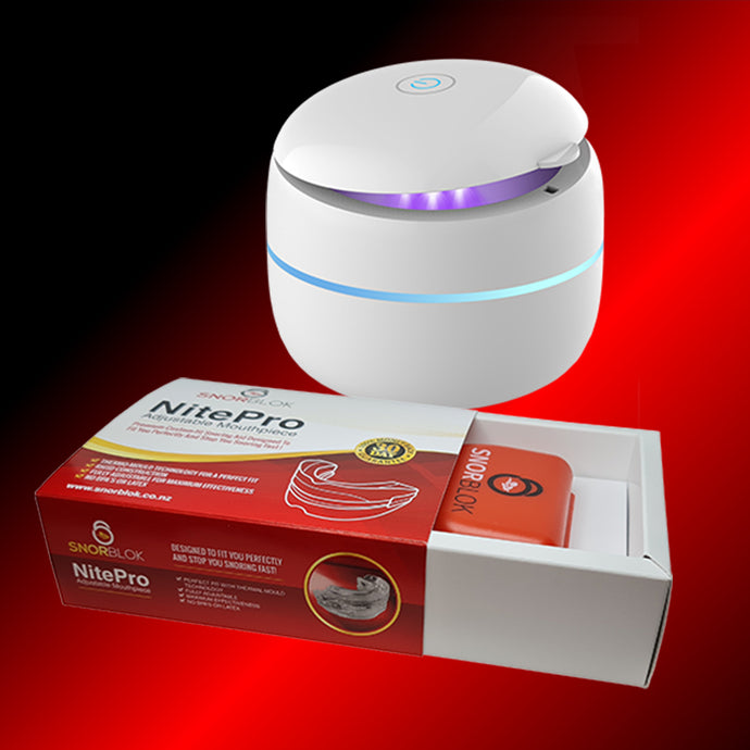 Snorblok Anti Snoring Mouthguard + Essential UV Cleaner Combo