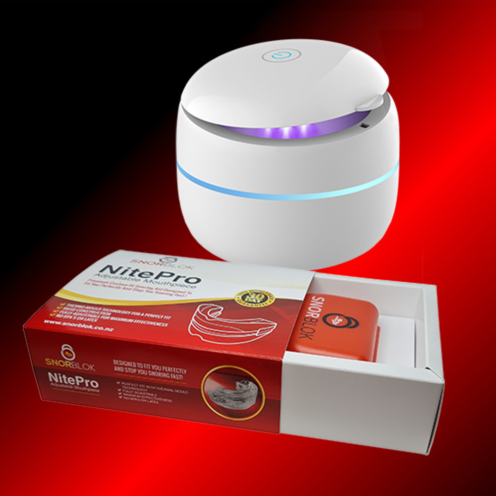 Snorblok Anti Snoring Mouthguard + Essential UV Cleaner Combo